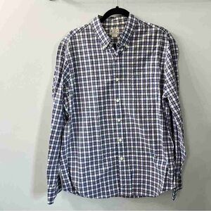 Men's Plaid Button-Down Shirt - Blue and White